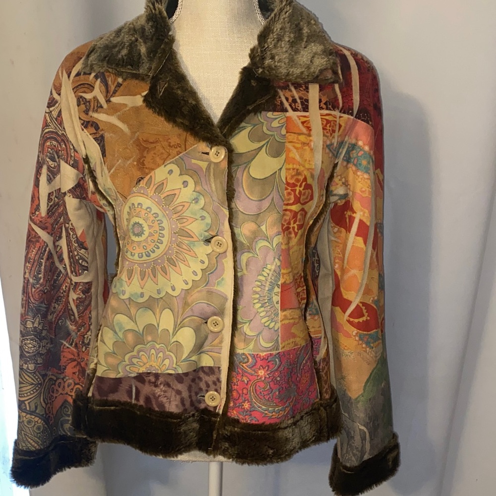 Bohemian vintage Patchwork Teddy Jacket